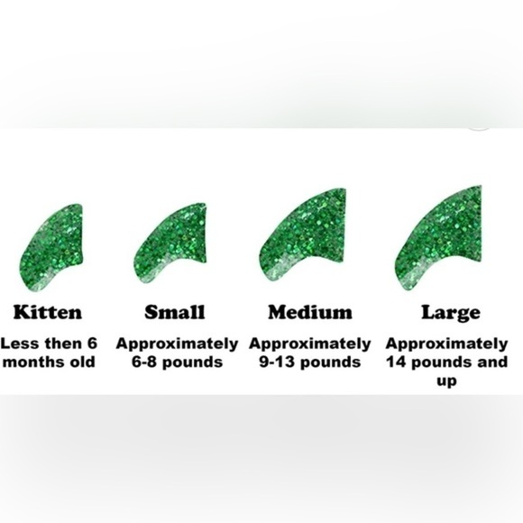 39 glitter green and 40 glitter red Large Purrdy paws nail caps - Picture 4 of 10
